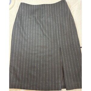 Banana Republic Black PinStripe 100% Wool/Cashmere Pencil Skirt Front Slit Sz 6